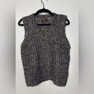 Kerisma Brown and Gray V-Neck Wool Sweater Vest